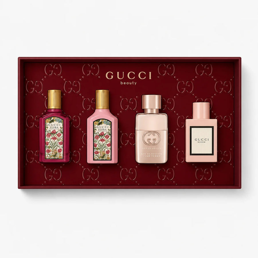 Gucci Women’s Perfume Set 4x5ml – four miniatures inside burgundy gift box