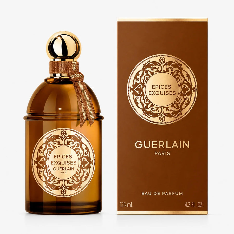 Guerlain Épices Exquises Eau de Parfum 125ml – bottle beside its brown and gold box