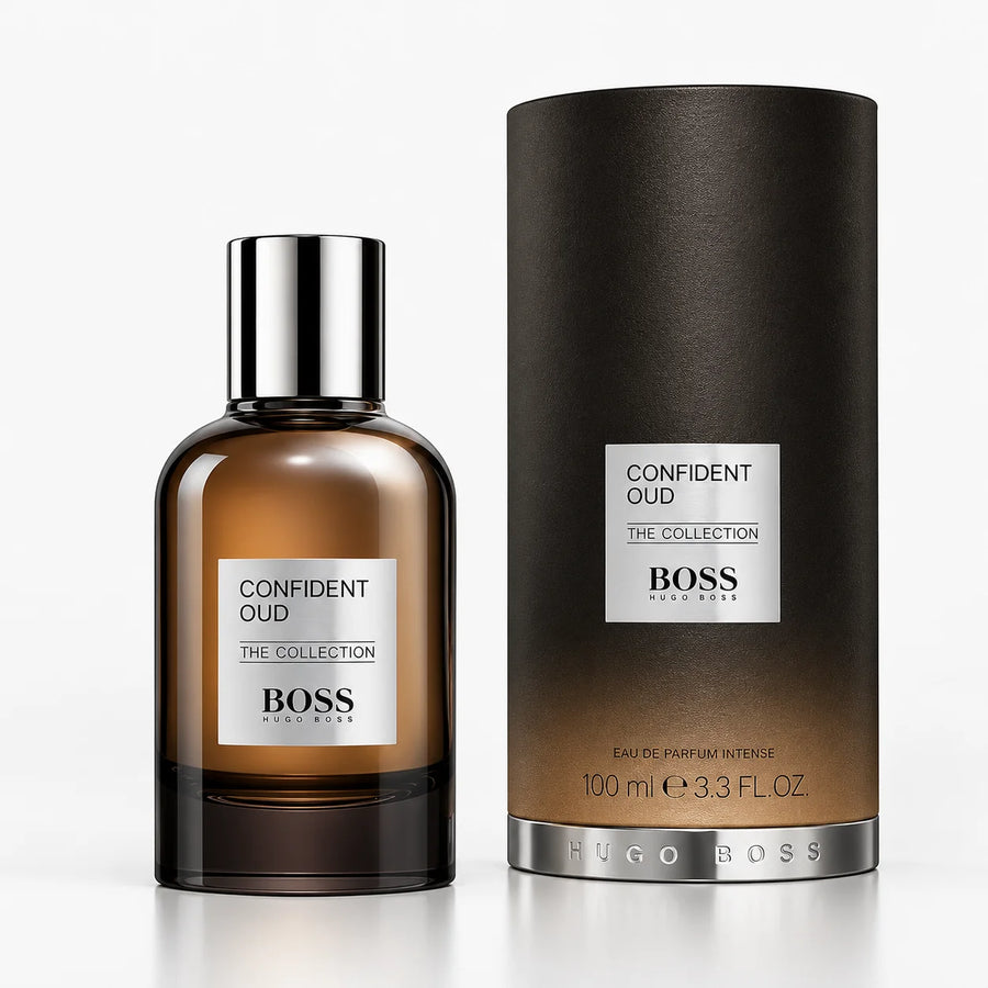 Hugo Boss The Collection Confident Oud Eau de Parfum Intense 100ml for Men – 100 ml bottle and black tube box