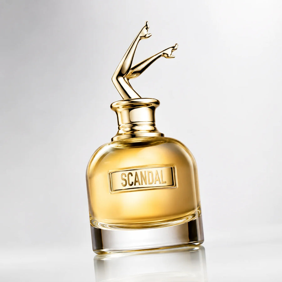 Jean Paul Gaultier Scandal Gold Eau de Parfum 80ml – bottle with gold legs cap, front view