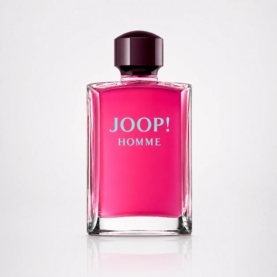Joop! Homme Eau de Toilette 200ml – pink bottle, front view on a light background