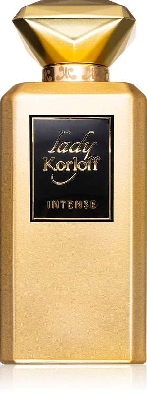 Korloff Lady Intense Eau De Parfum 88ML – gold bottle with black label, front view