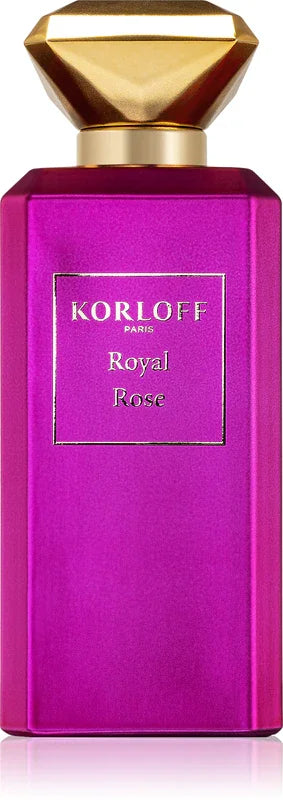 Korloff Royal Rose Eau De Parfum 88ML – magenta bottle with gold cap, front view