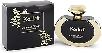 Korloff Un Soir À Paris Eau De Parfum 100ML – black and gold bottle beside its box