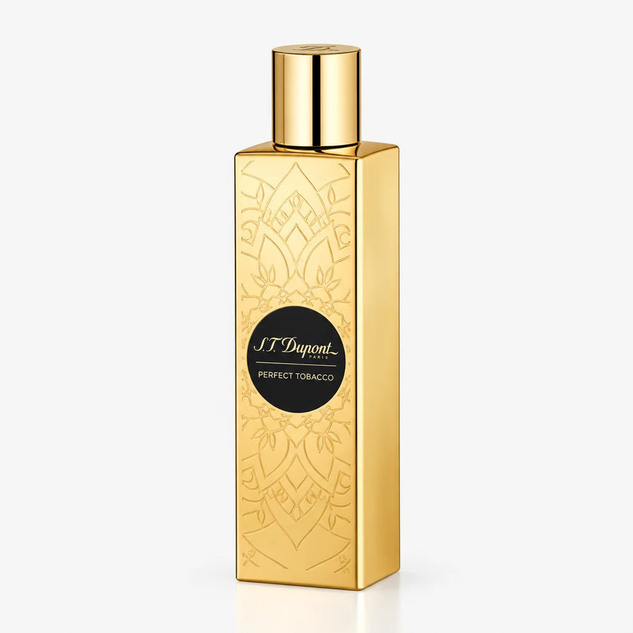 S.T. Dupont Perfect Tobacco Eau de Parfum 100ml – gold engraved bottle, front view