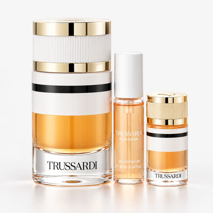 Trussardi Pure Jasmine Lifestyle Mini Gift Set – 60 ml, 10 ml and 7 ml bottles side by side