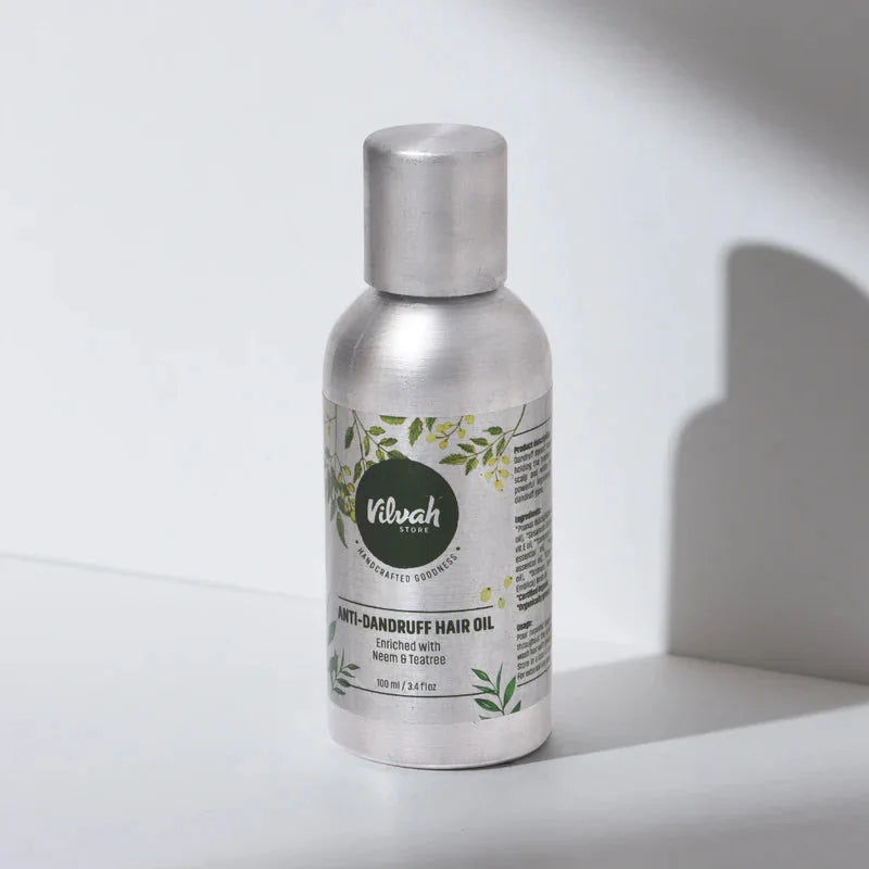 Vilvah Anti-Dandruff Hair Oil 100ml – aluminium bottle of anti-dandruff hair oil