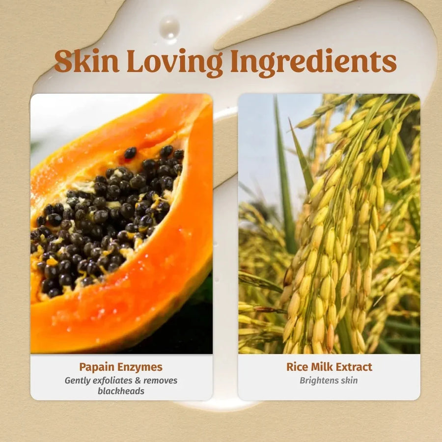 Vilvah Face Brightening Kit Large – ingredients: papain enzymes and rice milk extract