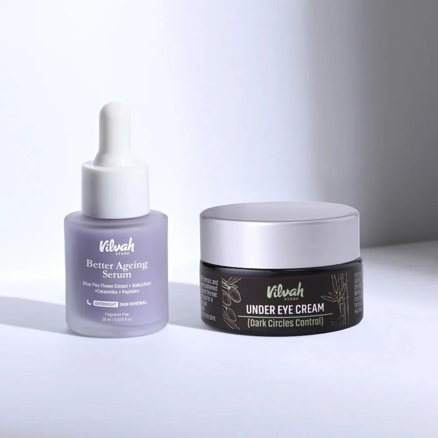 Vilvah Night Repair Kit – kit contents: Better Ageing Serum and Under Eye Cream